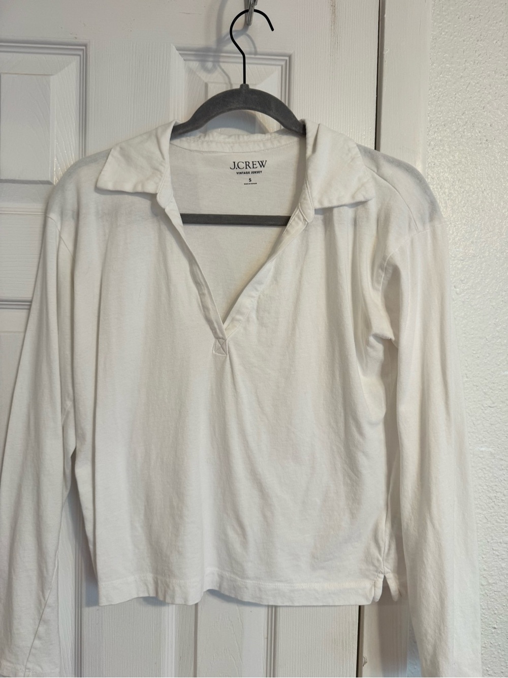 J. Crew White Long-Sleeve Polo Top
